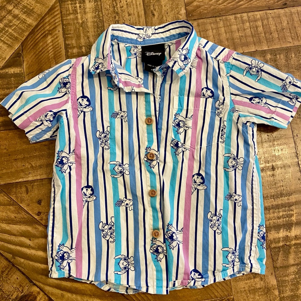 Disney Lilo and Stitch boys button up short sleeve top size 4T
